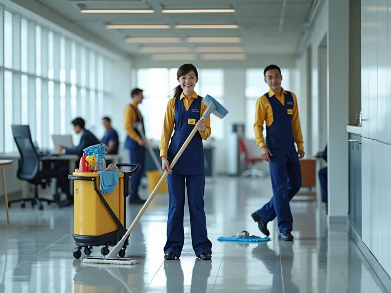 Sun Janitorial commercial cleaning crew servicing a Visalia office