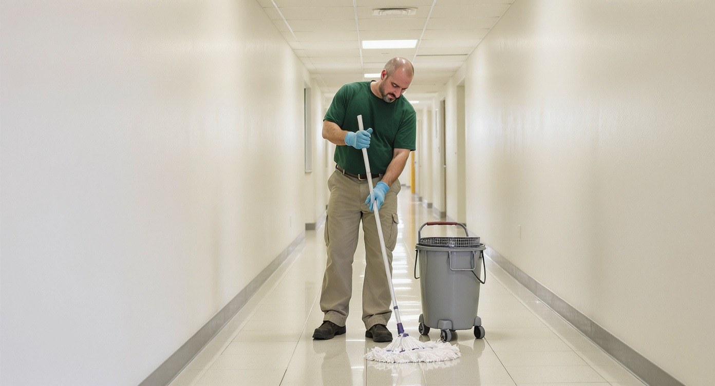 Sun Janitorial commercial cleaning crew servicing a Visalia office